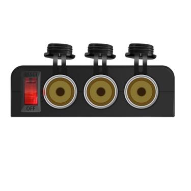 Imagem de Adaptador de isqueiro de 3 portas 16A DC 12-24V com interruptor de disjuntor embutido para carro/barco/caminhão