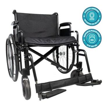 Imagem de Cadeira de Rodas Dobrável Para Obeso 180 Kg D500 Dellamed, Preto