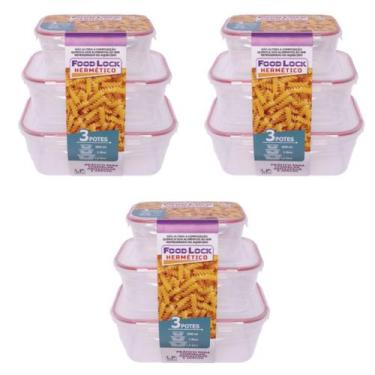 Imagem de Kit 09 Potes Plástico Herméticos 500/1000/1500ml Food Lock - LP House,