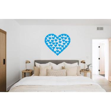Imagem de Kit 108 Adesivos Coração Decoração Sala, Quarto - Imprimax, AZUL CEU