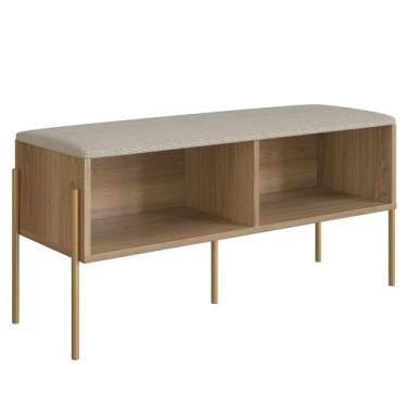 Imagem de Banco Sapateira Estofada Para Quarto Pé Metal Arlo A10 Hanover/Dourado