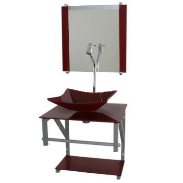 Imagem de Gabinete de vidro para banheiro 40cm ac slim full com espelho - Cubas 