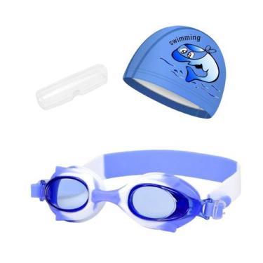 Imagem de Kit Óculos Natação Com Estojo e Touca Infantil Desenhos Coleção Peixin