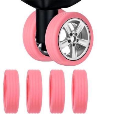 Imagem de Kit Com 04 Unidades Protetor Silicone Para Rodas Mala Bagagem - Protet