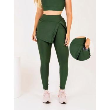 Imagem de Calça Saia Legging Feminina Moda Evangélica Fitness Com Bolso Lateral 