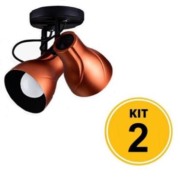 Imagem de Kit 2 Spot de Sobrepor Direcionável Duplo Octa Plus 2xE27 - Cobre - St