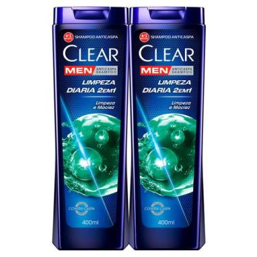 Imagem de Kit 2 Shampoo Clear Men Limpeza Diária 2 em 1 400ml