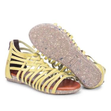 Imagem de Sandalia Gladiadora Lumina: Couro em Tonalidade Citrino com Palmilha T