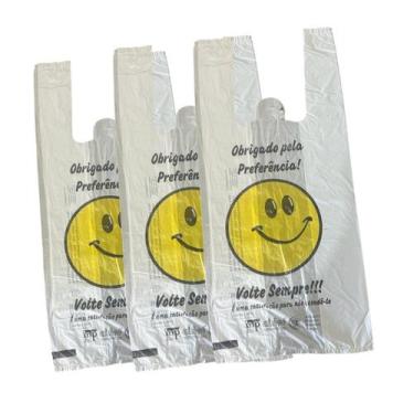 Imagem de 4 pct sacola plástica 38x48 volte sempre smile biodegradável - E A COS