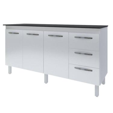 Imagem de Balcão Com Tampo Emily 160 Cm Branco Preto Moblis