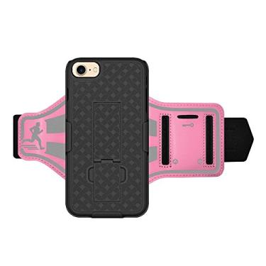 Imagem de Amzer Braçadeira esportiva corrida treino capa dura fina com segurança noturna reflexiva grande para Apple iPhone 8 - rosa
