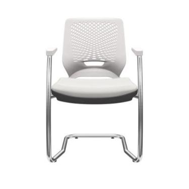 Imagem de Cadeira de Escritório Fixa Aproximação Beezi Base Cromada em S com Bra