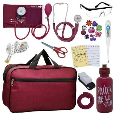 Imagem de Kit Enfermagem Academico Estetoscópio Aparelho de Pressão Bolsa Multi 
