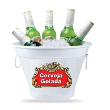 Imagem de Balde de Gelo Alumínio 5,5 Litros Cerveja Gelada - Branco - Relobraz