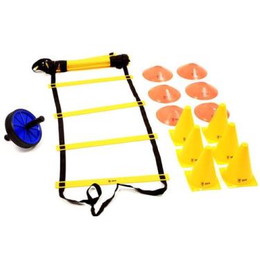 Imagem de Kit Escada de Agilidade + Roda Abdominal + 6 Cones + 6 Chapéu Chinês H