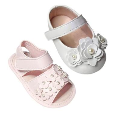 Imagem de kit 2 pares Sandalinha e Sapatilha Bebê Menina Infantil Festa Batizado