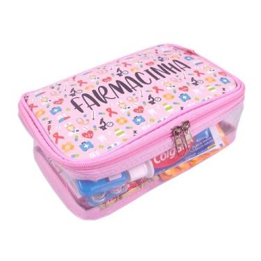 Imagem de Necessaire Farmacinha Estojo Rosa Transparente - Gicalli, 100376