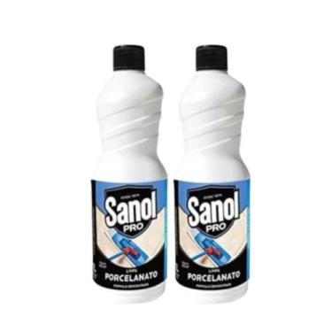 Imagem de Kit 2 Limpa Porcelanato Concentrado Limpador Sanol Pro 1L