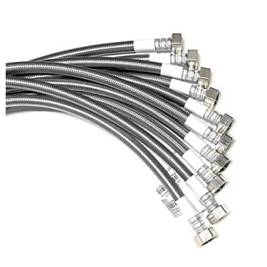 Imagem de Linha de conector de fornecimento de água da torneira de aço inoxidável trançado, linha de fornecimento da torneira - rosca de compressão fêmea 3/8 x rosca de tubo de ferro fêmea de 1/2 (3/8" Comp x 1/2" FIP) (10, 30")