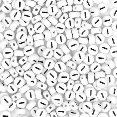 Imagem de Auvoua 300 peças de contas de letras I 4 x 7 mm contas brancas do alfabeto acrílico forma redonda contas soltas para nome pulseiras colares chaveiros faça você mesmo fabricação de joias (I)