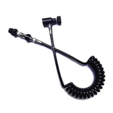 Imagem de Aopkeo Marcador de Paintball Airsoft PCP Linha de mangueira de bobina remota 254 cm com desconexão rápida de aço inoxidável e verificação de deslizamento nominal 4600psi (com verificação deslizante)