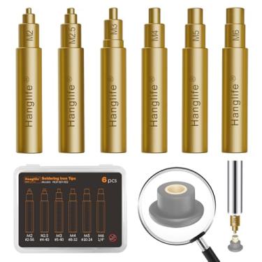 Imagem de HANGLIFE Pontas de inserção de calor para inserções roscadas M2 M2.5 M3 M4 M5 M6, pontas de ferro de solda compatíveis com ferros Weller SP40NUS/Hakko FX-888D/900M/T18 - Ferramenta de prensa para