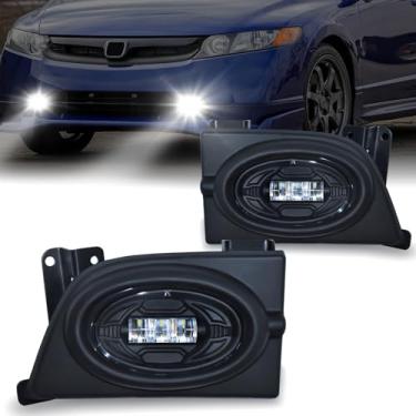 Imagem de OKSIWA Faróis de neblina de LED adequados para Honda Civic Sedan de 4 portas 2006 2007 2008, 1 par de lâmpadas de neblina de condução, substituição de faróis de neblina do para-choque dianteiro com
