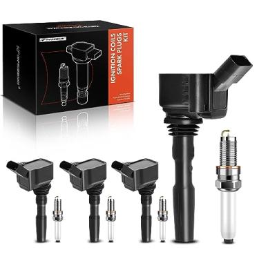 Imagem de A-Premium Conjunto de 4 bobinas de ignição e velas de ignição de irídio compatíveis com Volkswagen Jetta 2014-2018 e Audi A3 Sportback e-tron 2016-2018, 1,4L