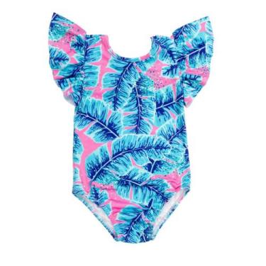 Imagem de Maiô Babado Mangas Proteção Solar UV Menina Infantil Praia - Fofotinho