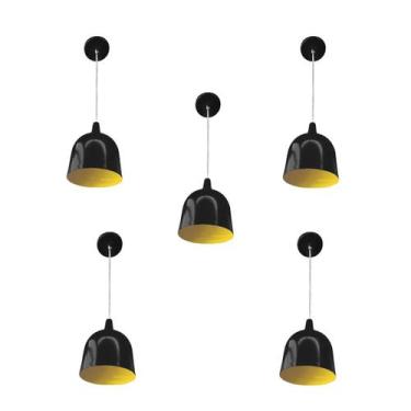 Imagem de Kit 5 Luminária Pendente Gota Com Interior Amarelo Com Fiação 110/220v