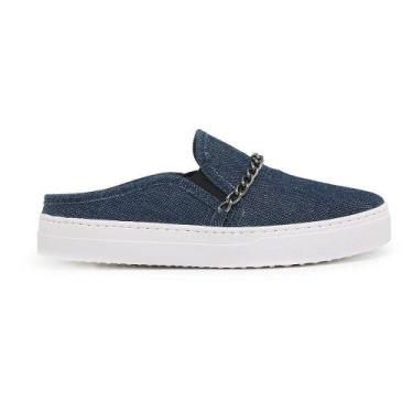 Imagem de Tênis Casual Mule Feminino Cristaishoes Corrente Frontal, Jeans, 37