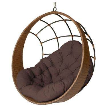 Imagem de Cadeira Balanço Ninho Suspenso De Fibra Almofada Impermeável Argila/marrom