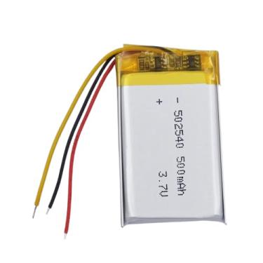 Imagem de bateria 3 fios recarregavel 3,7v 502540 com 500mah 5mm de espessura x 25mm de largura x 40mm de comprimento
