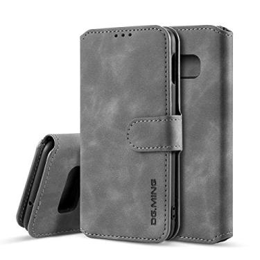 Imagem de UEEBAI Capa de couro PU para Samsung Galaxy S10, vintage retrô premium carteira flip capa interna TPU [compartimentos para cartões] [fecho magnético] função de suporte fólio à prova de choque proteção