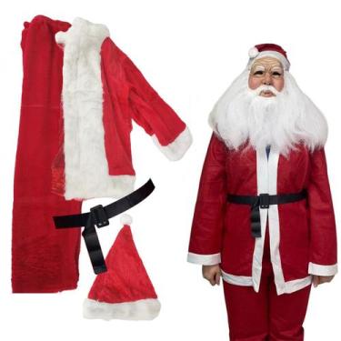 Imagem de Mascara Realista Roupa Papai Noel Natal Fantasia Completa Natalino Rea