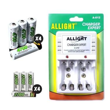 Imagem de Carregador de Pilhas e Bateria Bivolt Super Rápido com 8 pilhas AAA e 