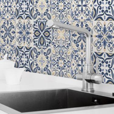 Imagem de Adesivo de Azulejo para Cozinha Azul Real 15x15 cm 36un - Quartinhos