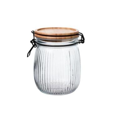 Imagem de Pote Vidro Hermético Versalhes Tampa Bambu Trava Prime 800ml - Lehaví