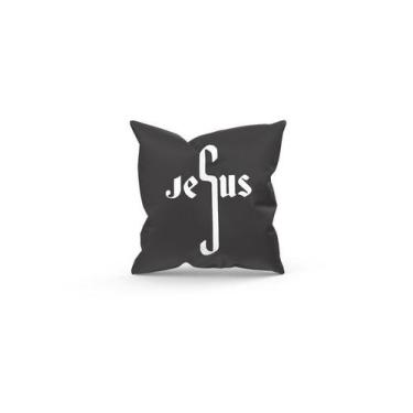 Imagem de Almofada Decorativa Cheia c/ Zíper 40x40 Jesus Letras - Deluzz