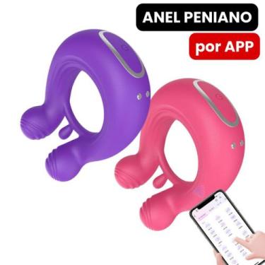 Imagem de Anel Peniano Silicone Recarregável por APP Resistente 9 Modos de Vibra
