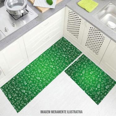 Imagem de kit cozinha passadeira Natal Verde 140x40cm 60x40cm - Deluzz