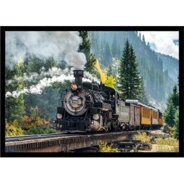 Imagem de Quadro Decorativo Trem Locomotiva Máquinas Paisagem Salas Quartos Escr