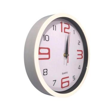 Imagem de Relógio De Parede Tradicional Fundo Branco 25cm  - Majestic, Branco