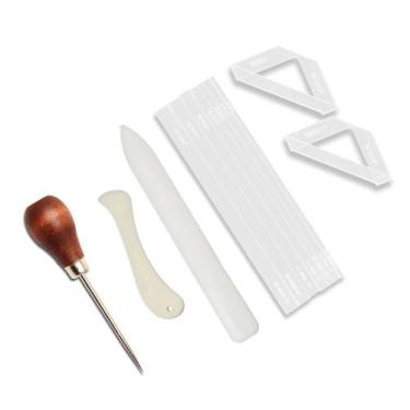 Imagem de Kit Gabarito Fio de Cabelo Vincadores Agulhão Cartonagem - Levolpe