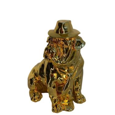 Imagem de Escultura Decorativa Cachorro c Chapeu Metal Dourado Formosa - LUXdéco
