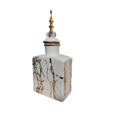 Imagem de Potiche Decorativo Detalhes Dourado Puxador Classico Formosa - LUXdeco