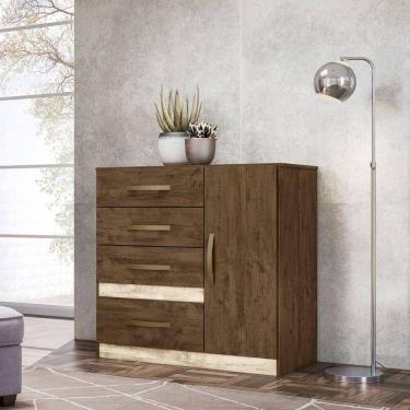 Imagem de Cômoda Sapateira Com 5 Gavetas 1 Porta 98x100cm Vênus Moval Cor:castanho/avelã