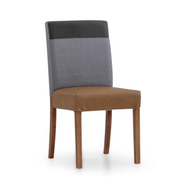 Imagem de Cadeira Amaya Revestimento Sintético Caramelo e Chumbo