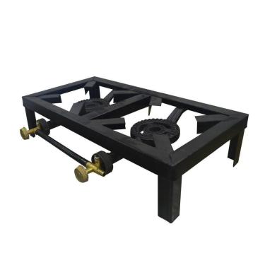 Imagem de Fogao Semi Industrial Alta Pressao 2 Bocas Fogareiro A Gas Glp Com Queimador Em Ferro Fundido Portatil