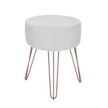Imagem de Puff Puf Banqueta Redondo Magnus Branco Aramado Rose Gold - Decore.Com